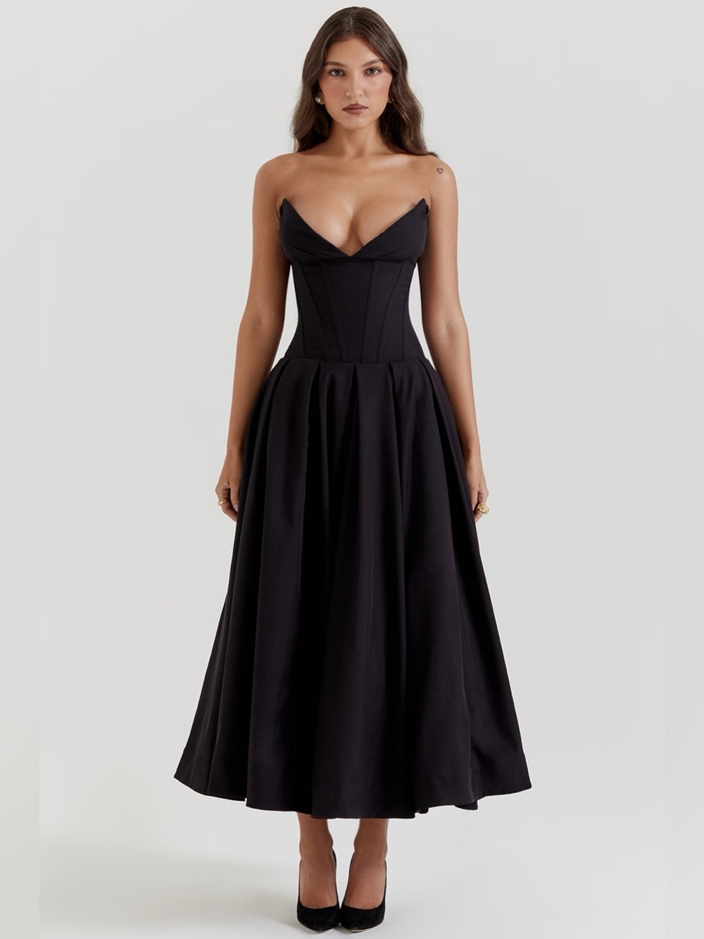 NWT House of CB Lady Black Strapless Midi Dress